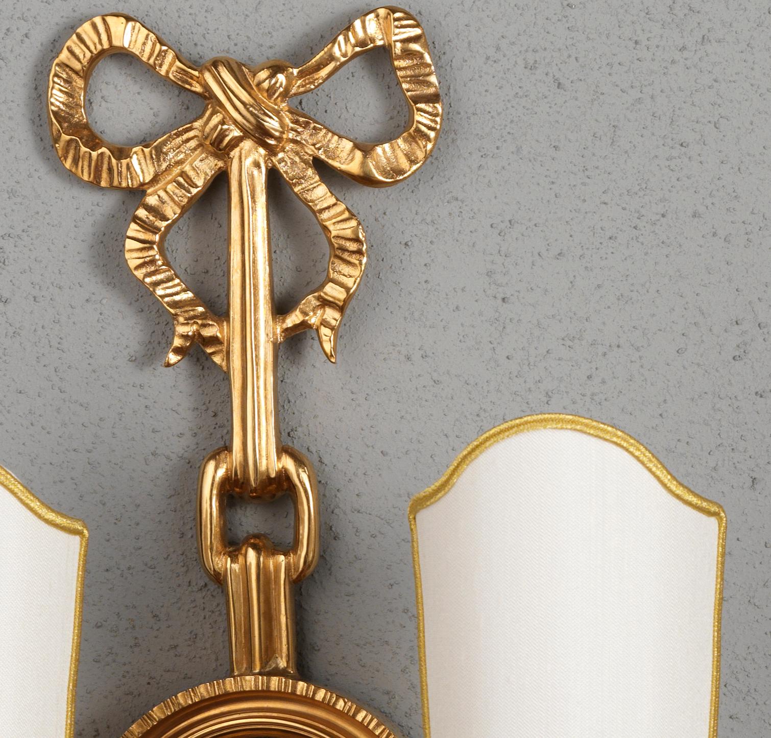 Italian Louis XVI Style set of Gilt Bronze and Enamel Sconces by Gherardo Degli Albizzi For Sale