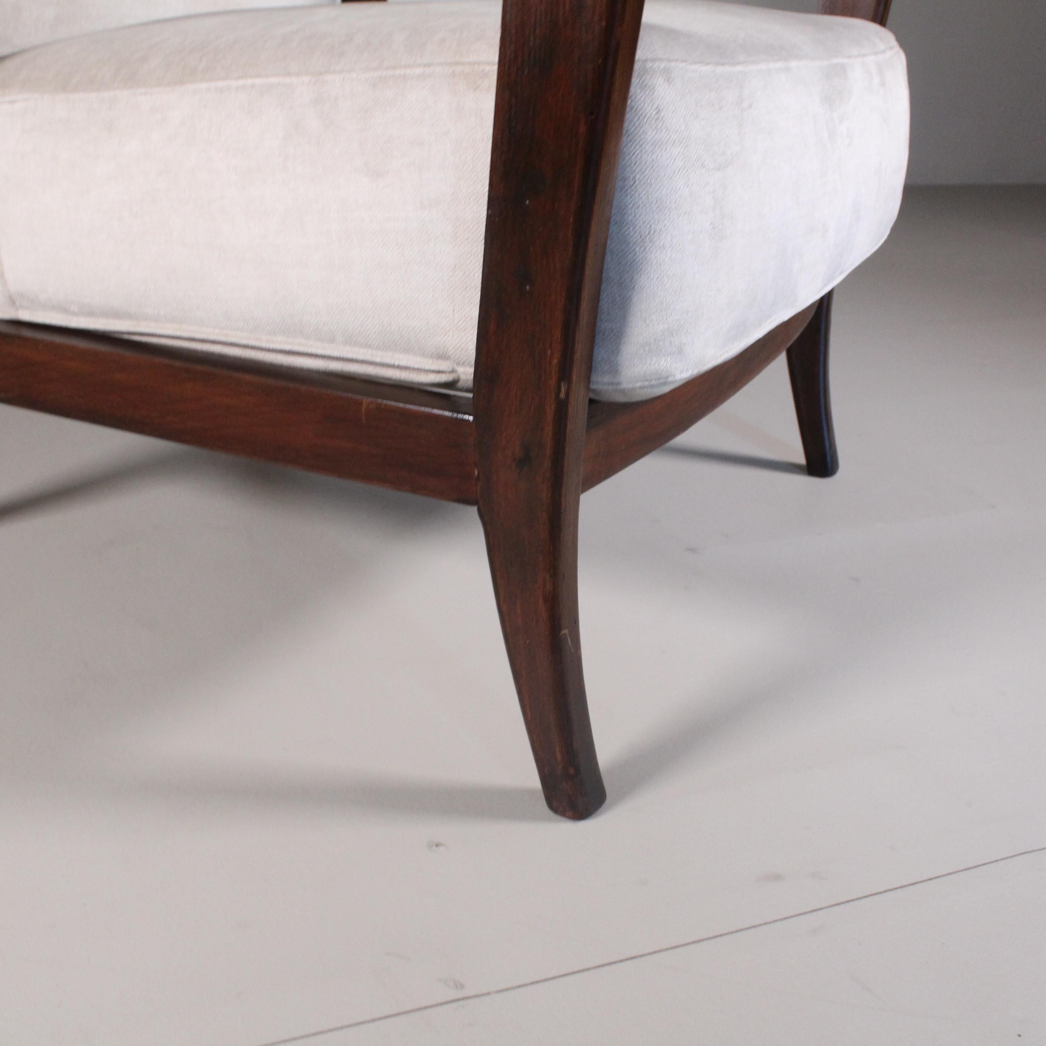 Velvet Couple of mid-century armchair For Sale