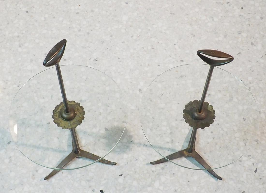 Couple of Midcentury Brass Side Tables by Cesare Lacca with Handles, Italy, 1950 2