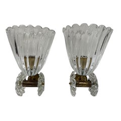 Couple d'appliques en verre de Murano par Seguso