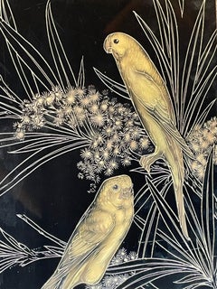 "Couple of parakeets in the mimosas", Gaston Suisse (1896-1988), France