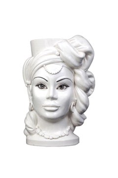 Couple of S size, moorish heads, lady and gentleman. Handmade in sicily