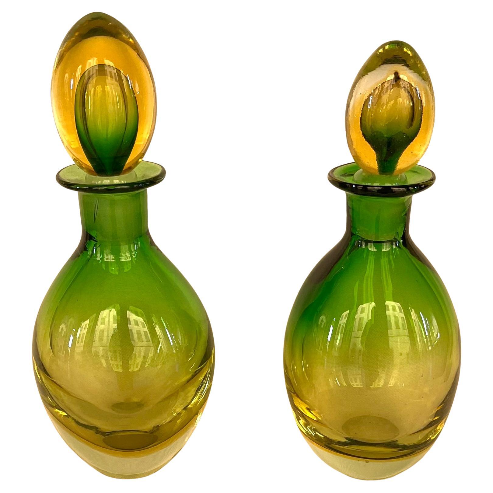 Couple de bouteilles immergées en verre de Murano, production Seguso Vetri d
arte, Design en vente