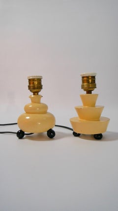 Couple of Vanilla White Art Deco Table Lamps, Sweden, 1930s