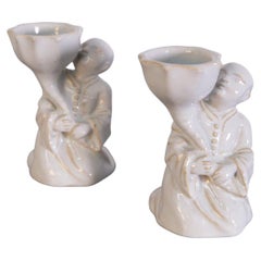 Couple of Vintage Chinese Ceramic Candleholders