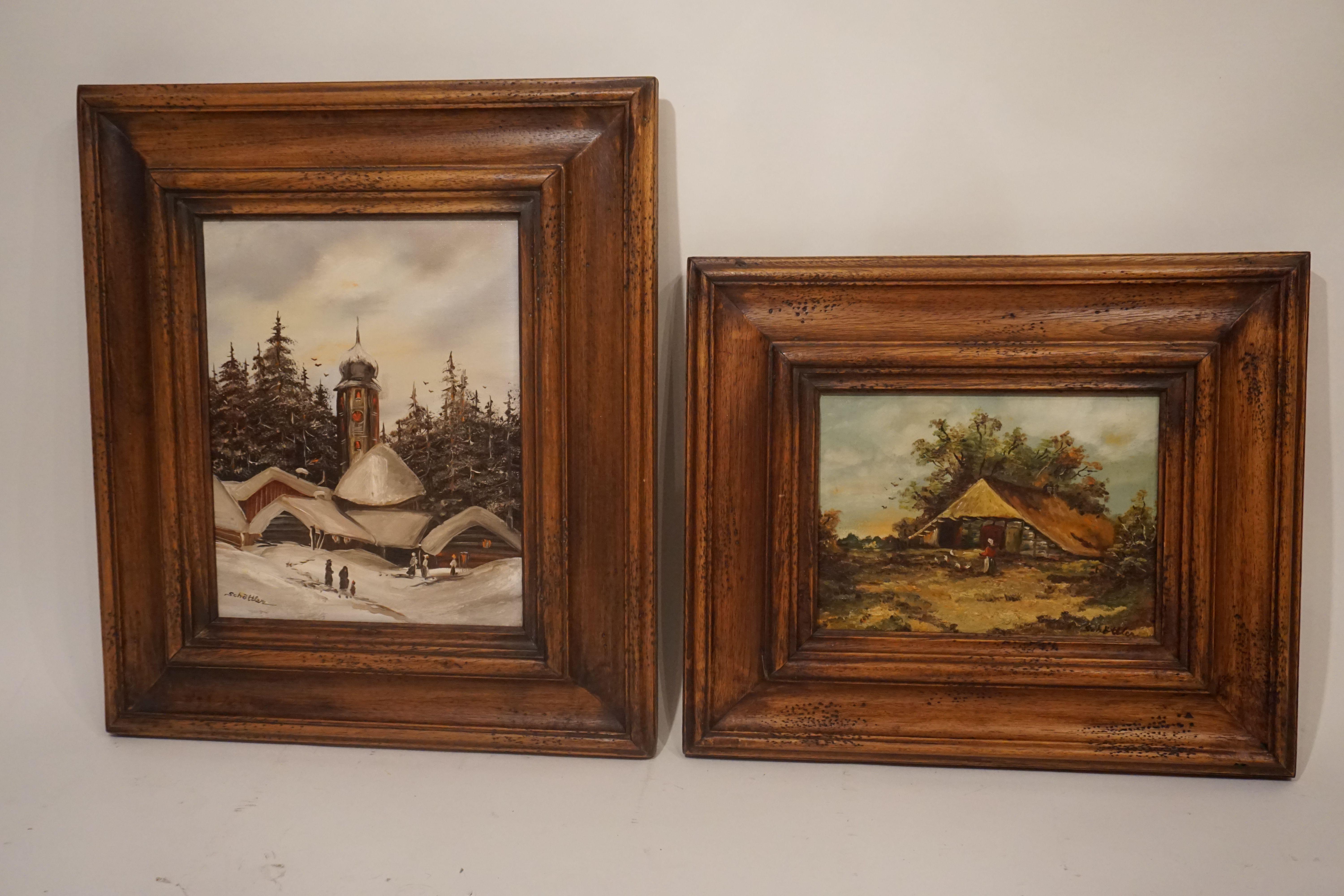 Couple pictures paintings Prof. Katharina Schöttler, 1935
Painting oil on borrowed wall in precious wood frame framed in good condition
Measures: 0.72 x 0.48 meter
0.42 x 0.36 meter.