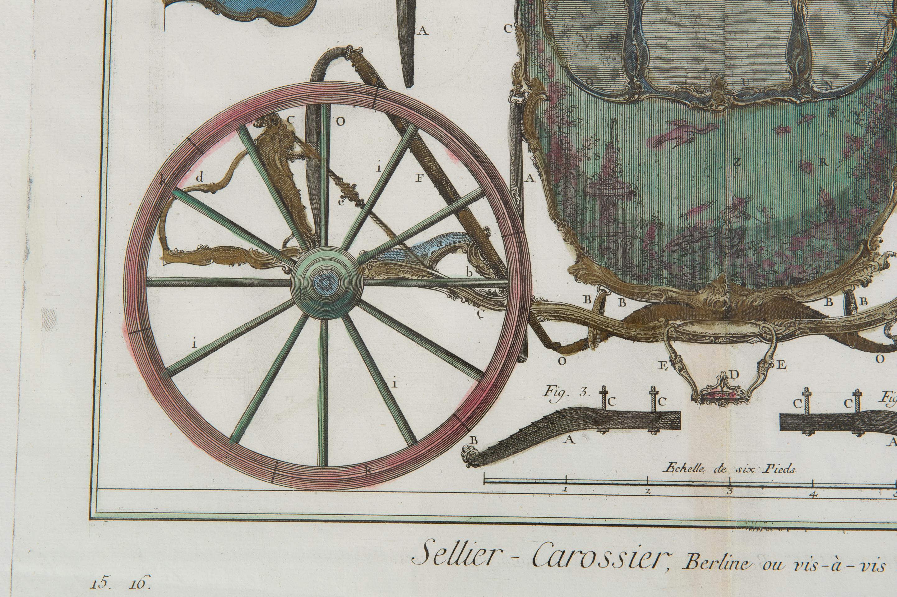 Pair Rare Prints of Antique Carriages In Excellent Condition For Sale In Alessandria, Piemonte
