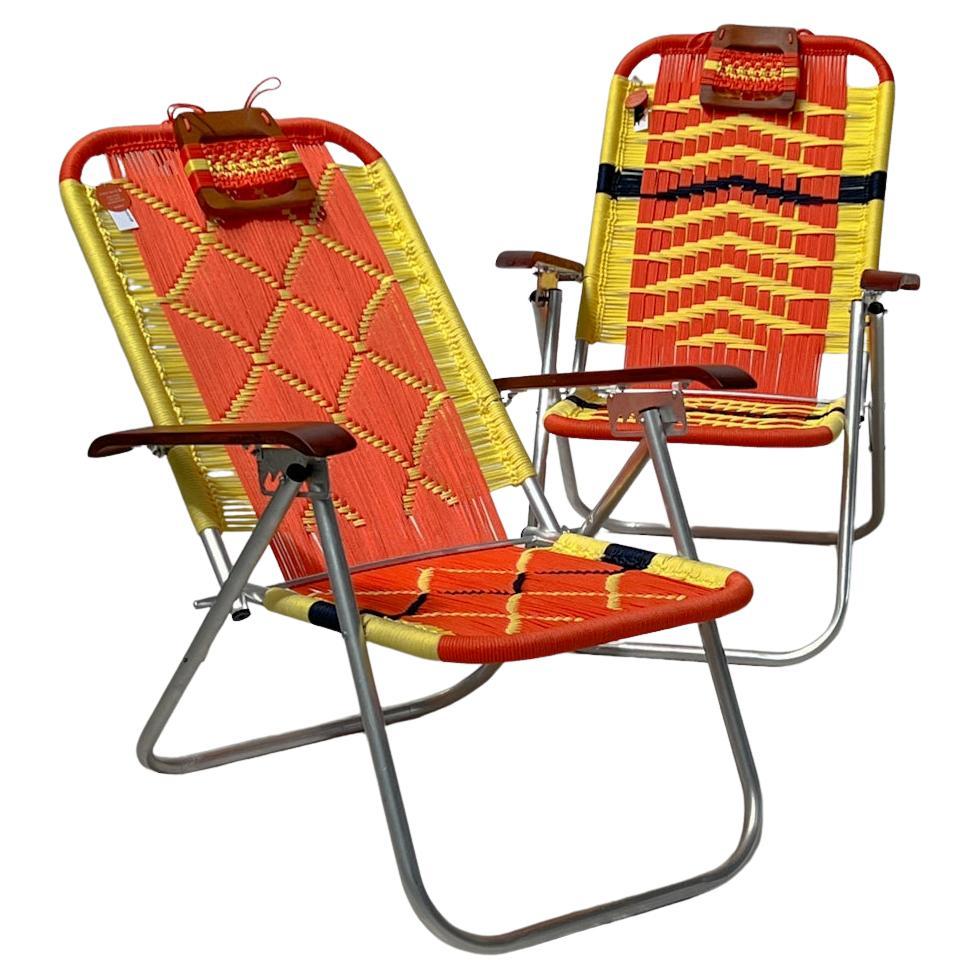 Couple reclining beach arm chair Japú - Trama 2/6 - Outdoor area - Dengô Brasil For Sale