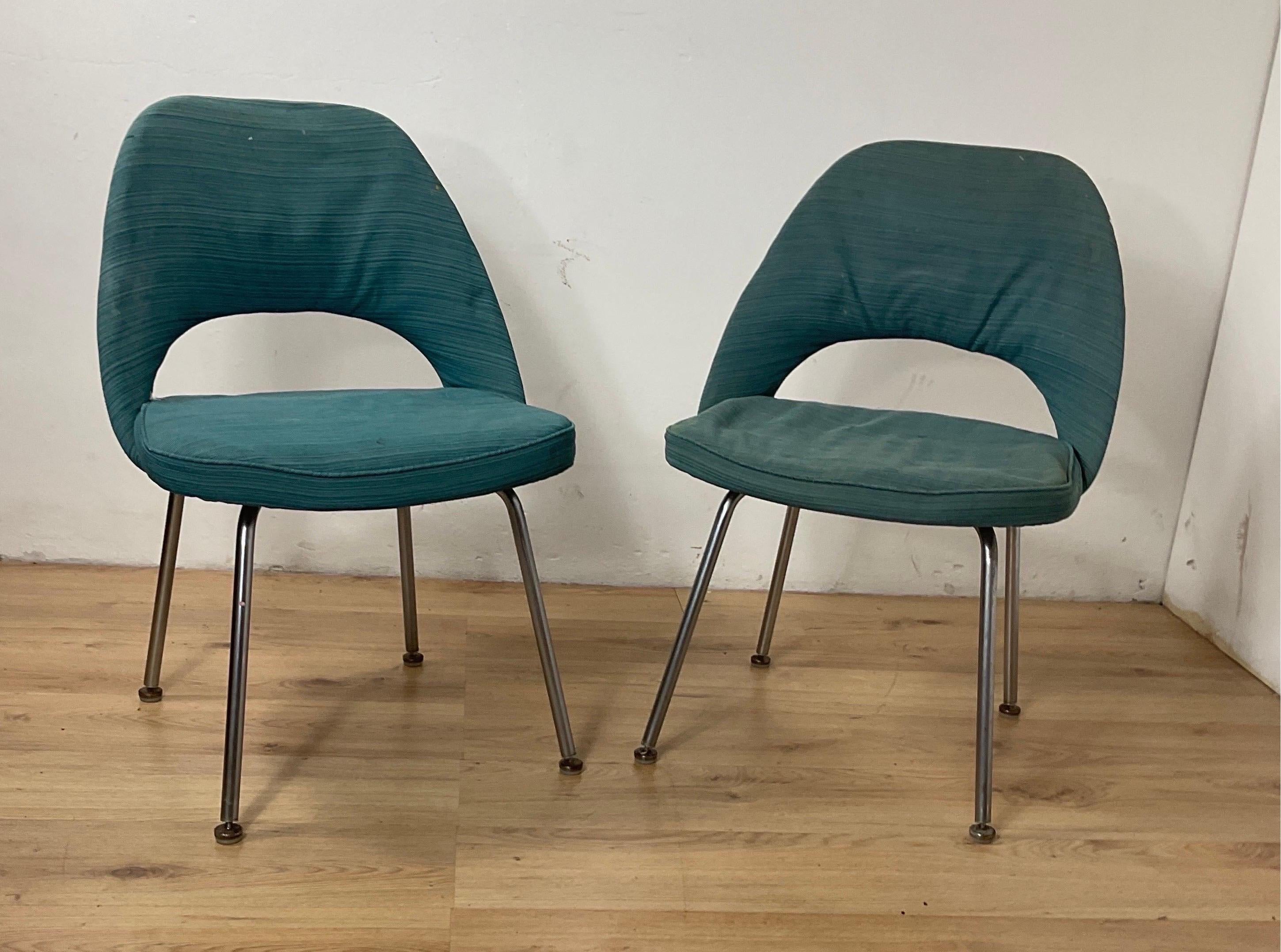 Fabric Couple Saarinen Conference Chair, Steel Legs For Sale
