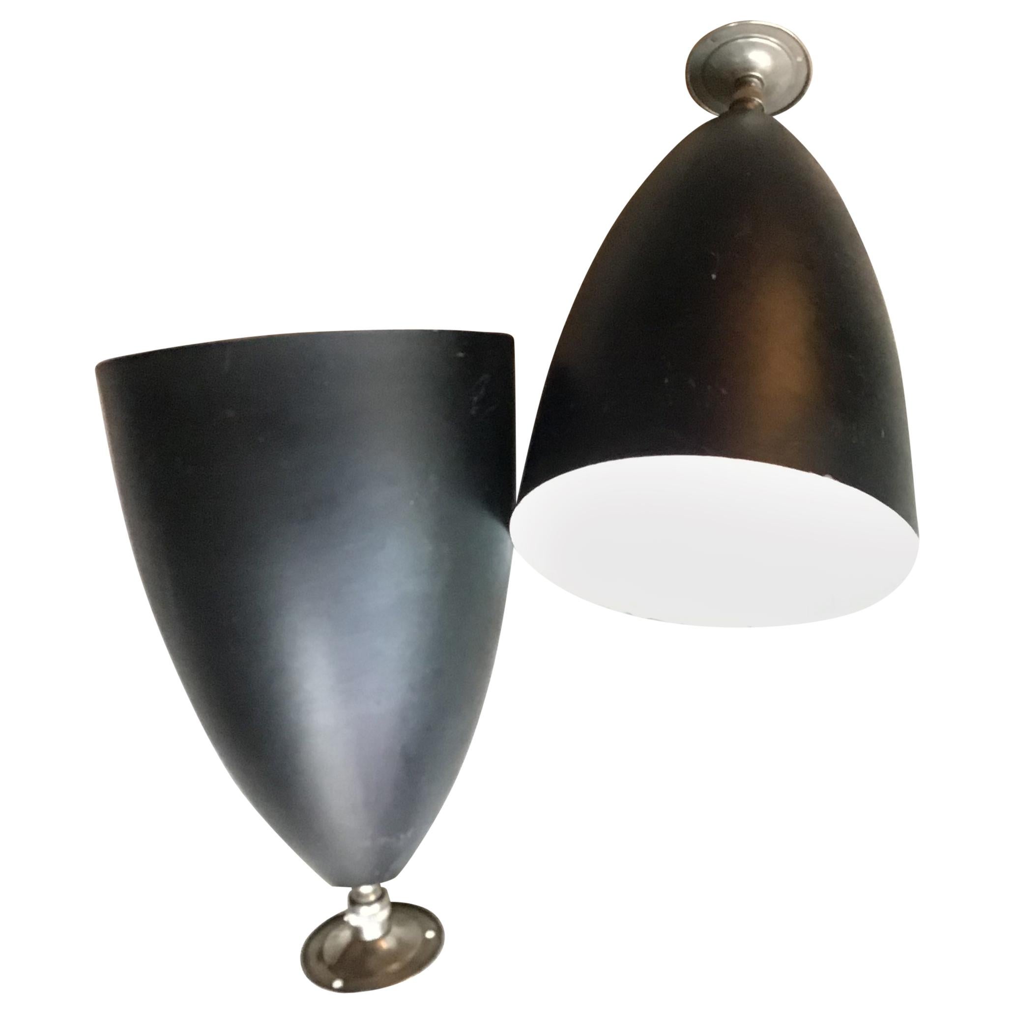 Couple Stilnovo Sconces 1950 Metal Black Cromo, 1950, Italy For Sale