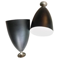 Couple Stilnovo Sconces 1950 Metal Black Cromo, 1950, Italy