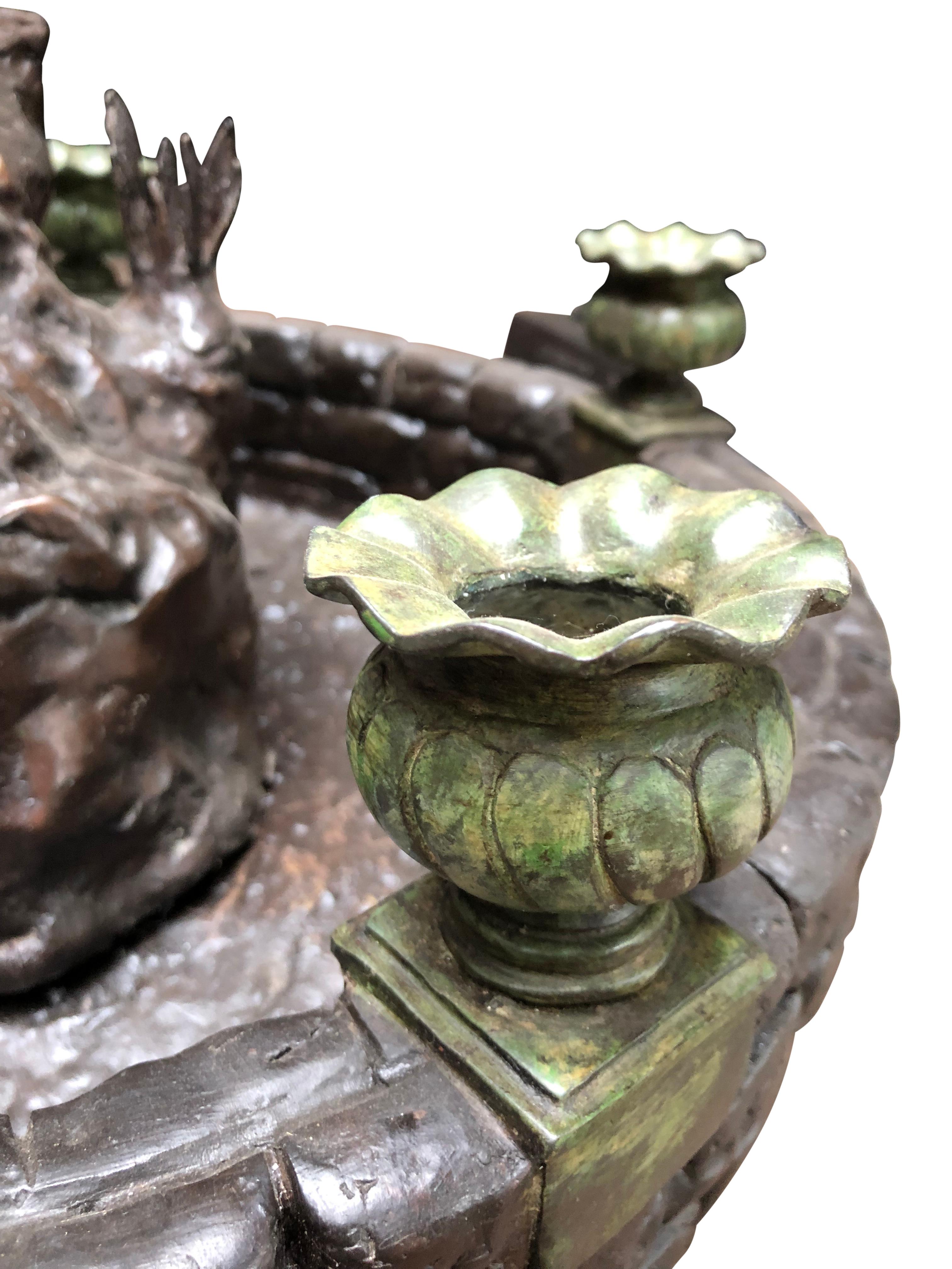 Couple With Umbrella, Bronze Fountain, 20th Century For Sale 11