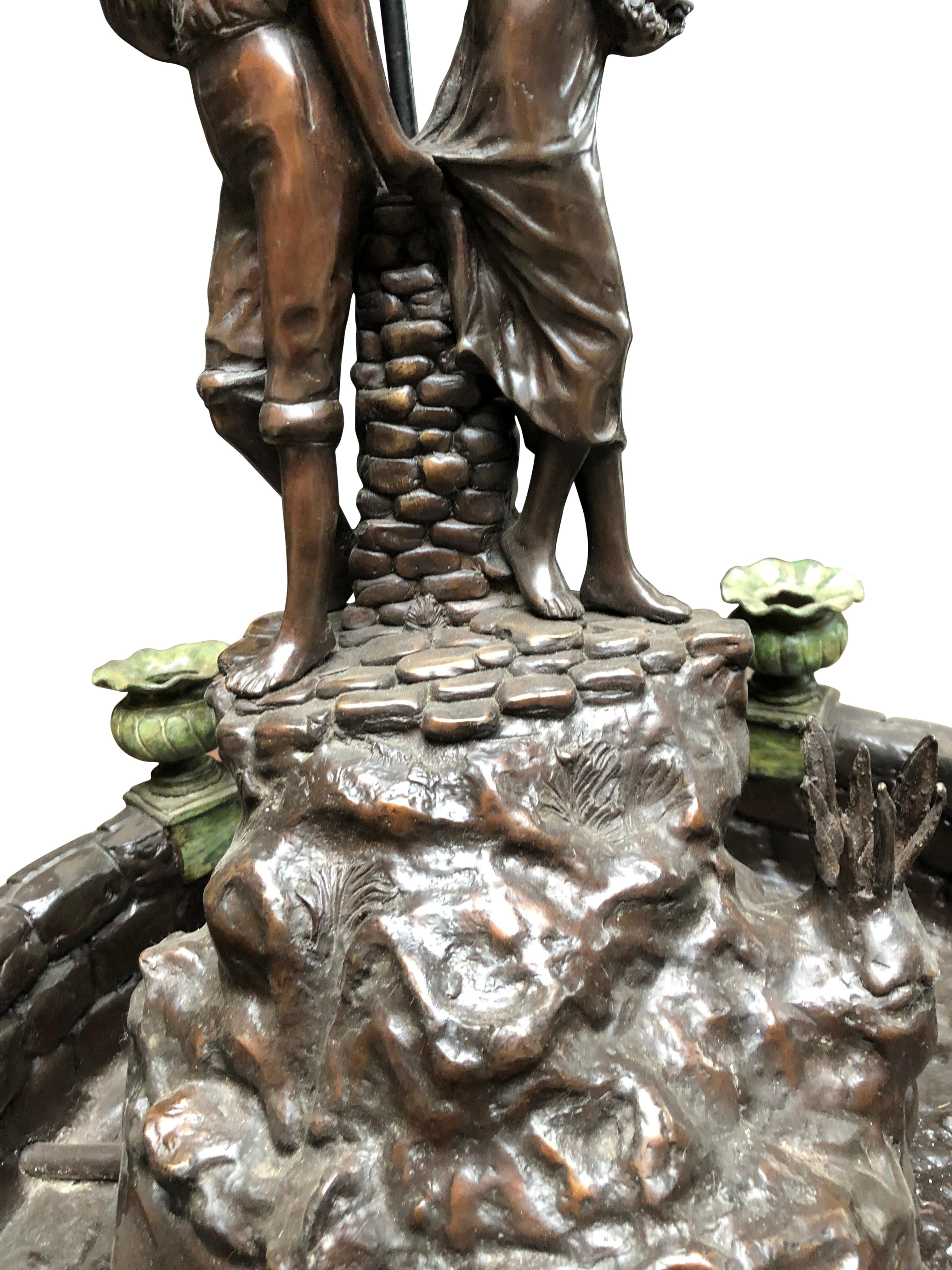 Couple With Umbrella, Bronze Fountain, 20th Century In Excellent Condition For Sale In London, GB