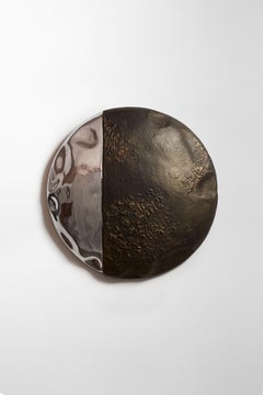 Couplet I Unique Round Wall Mirror in Plated Cast Aluminum by Studio Ayse Demir