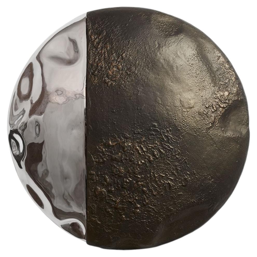 Couplet I Unique Round Wall Mirror in Plated Cast Aluminum by Studio Ayse Demir For Sale