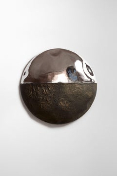 Couplet II Unique Round Wall Mirror in Plated Cast Aluminum by Studio Ayse Demir
