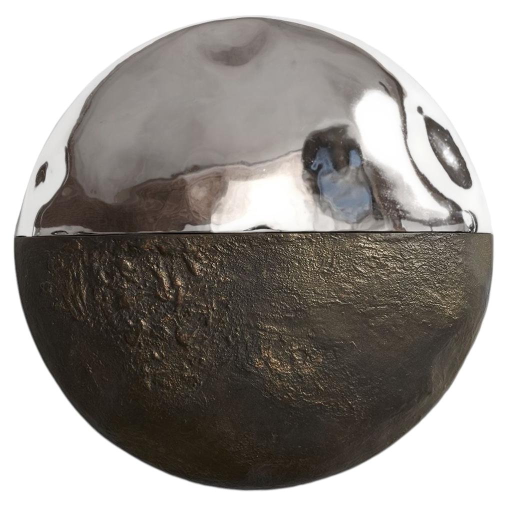 Couplet II Unique Round Wall Mirror in Plated Cast Aluminum by Studio Ayse Demir
