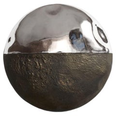 Couplet II Unique Round Wall Mirror in Plated Cast Aluminum by Studio Ayse Demir