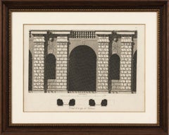 Cour des Fontaines - Gravure architecturale sur cuivre de Baltard, 1803