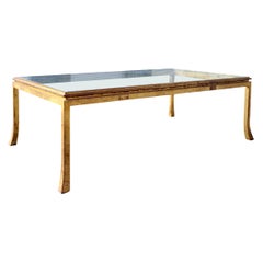 Vintage "Courbes" gold leaf coffee table by Henri Pouenat for Ramsay - France 1960's