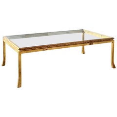 table basse "Courbes" en feuilles d'or par Henri Pouenat pour Ramsay:: France:: années 1960