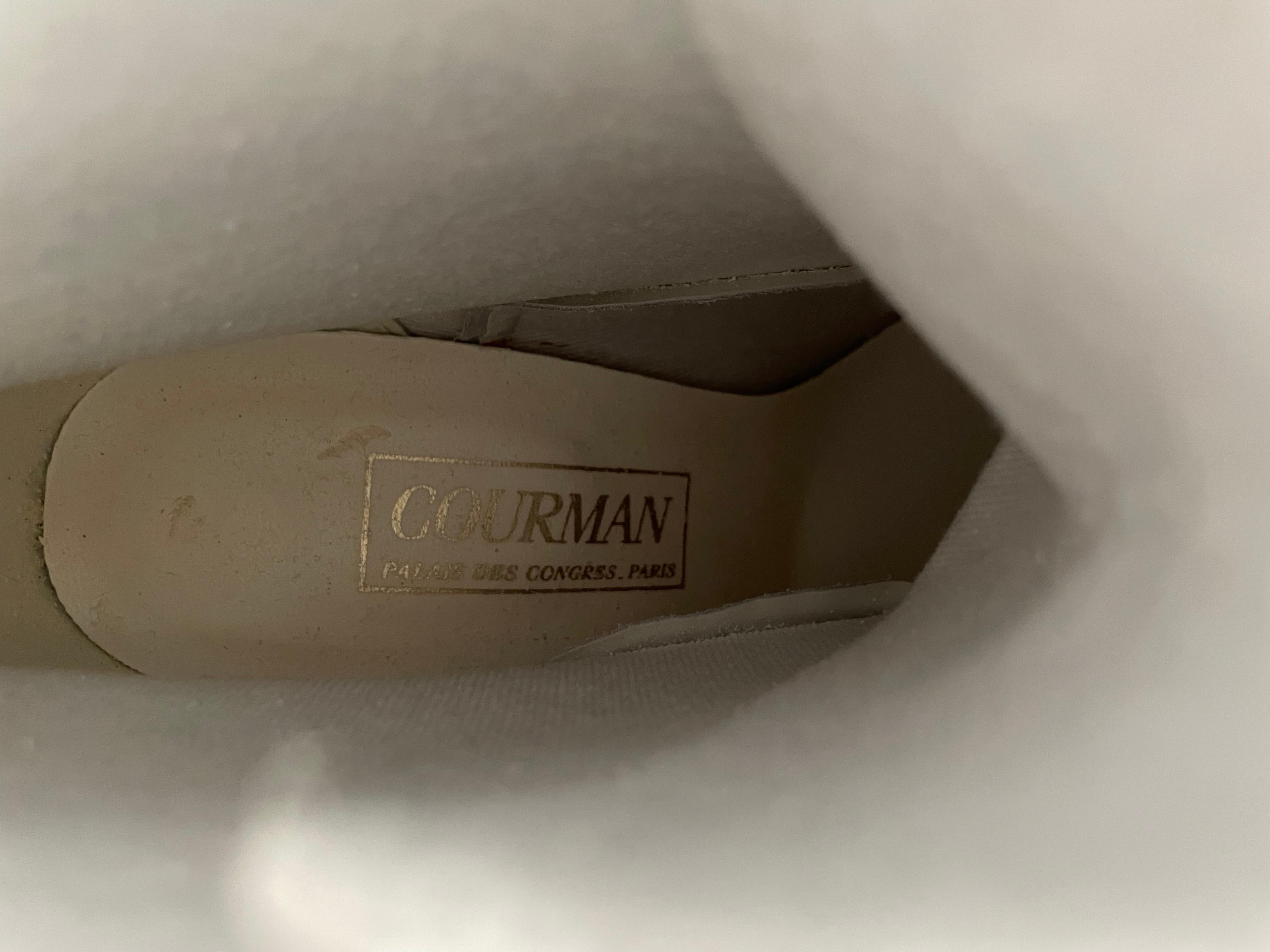 Courman Paris Bridal Shoes Boots White Leather 90s For Sale 8