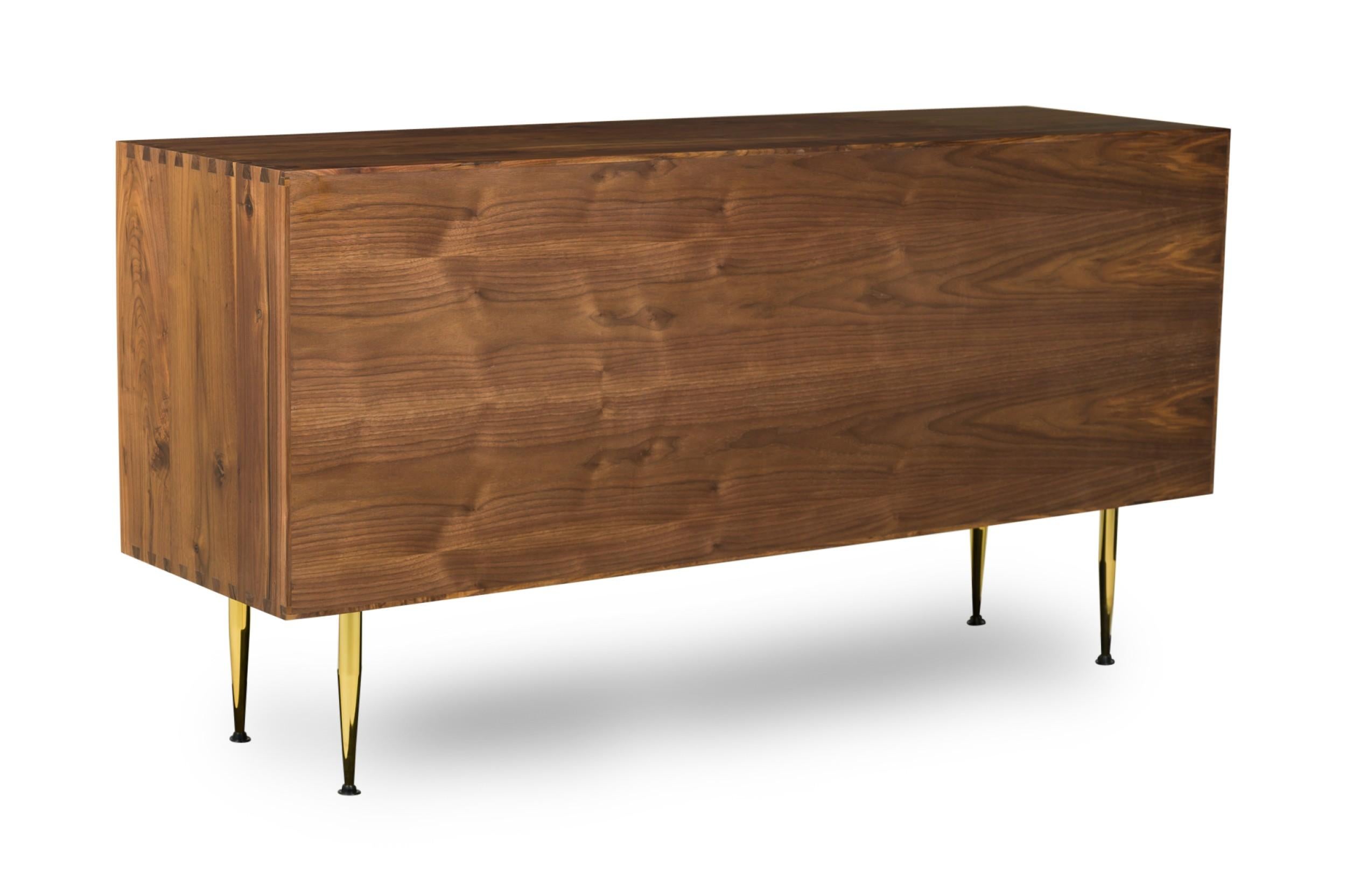 Asian Couro 3-Door Credenza by Newel Modern For Sale