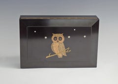 Couroc of Monterey - Boîte à accessoires en bakélite avec incrustation de hiboux