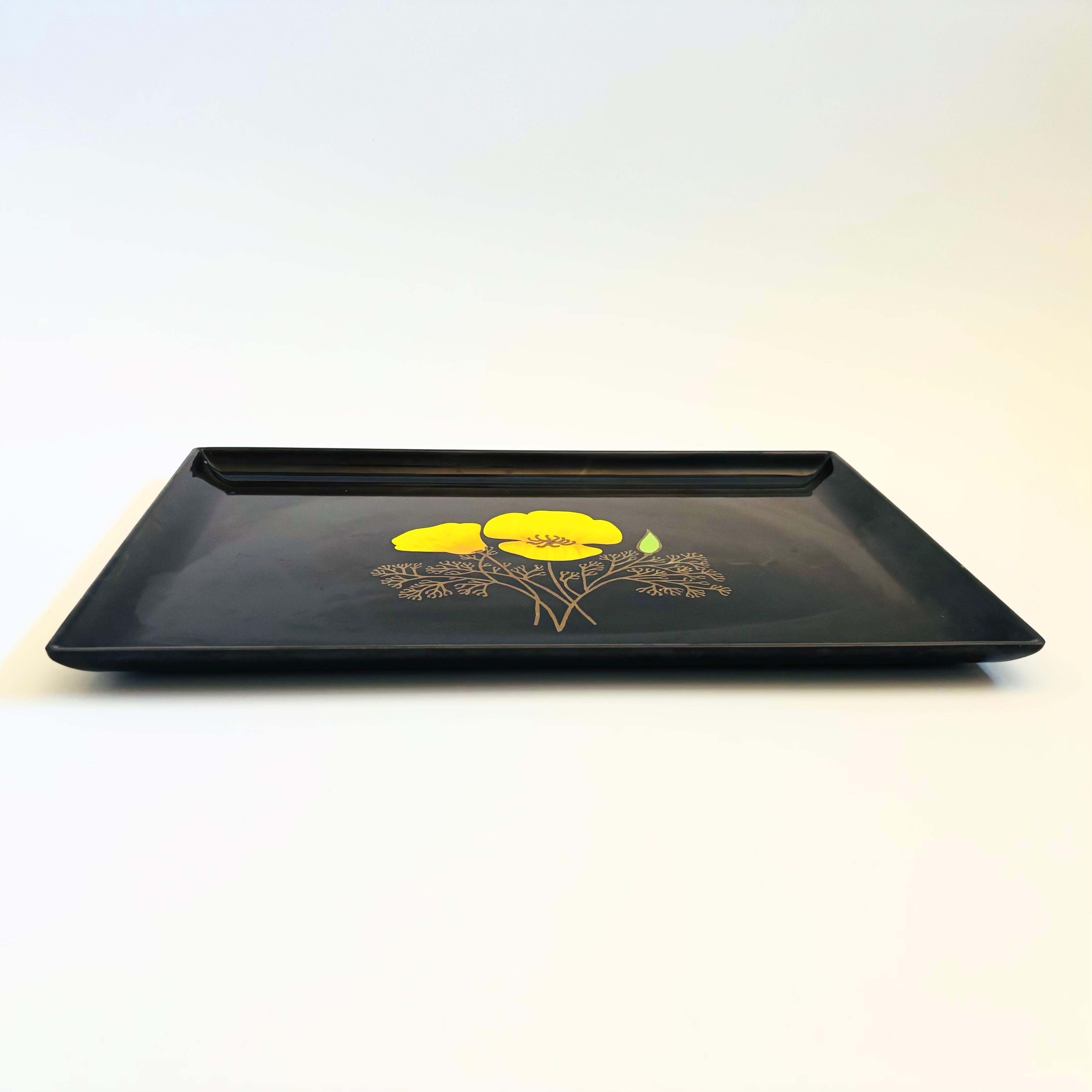 Mid-Century Modern Couroc Poppy Tray For Sale
