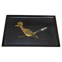 Couroc Roadrunner Vogel Design Barware Vintage Serviertablett Circa 1960