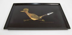 Couroc Roadrunner Bird Design Barware Bandeja para servir Vintage Circa 1960