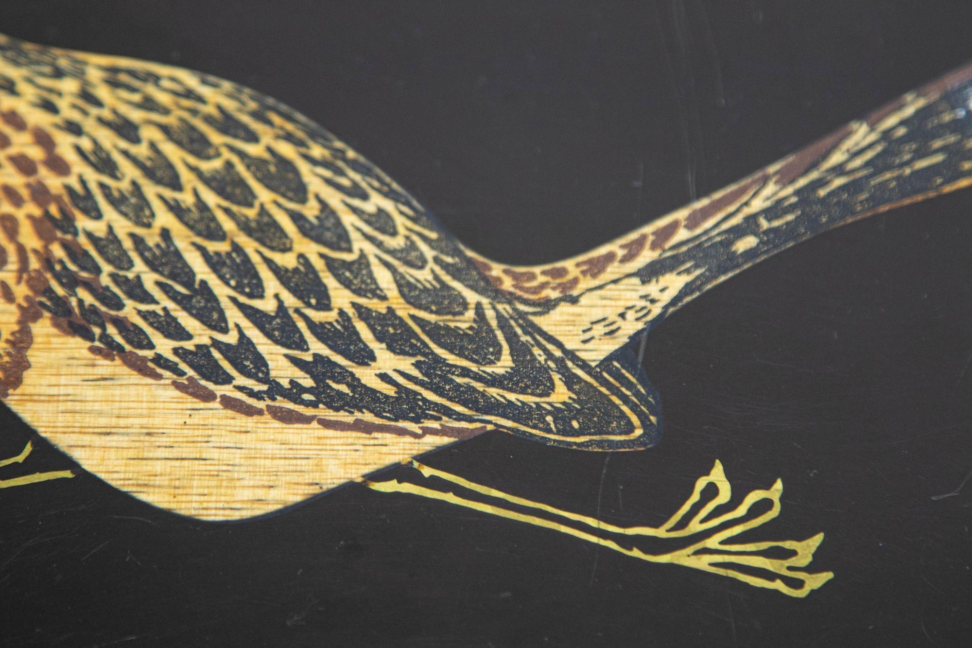 Couroc Roadrunner Bird Design Barware Bandeja para servir Vintage Circa 1960 en Bueno estado para la venta en North Hollywood, CA