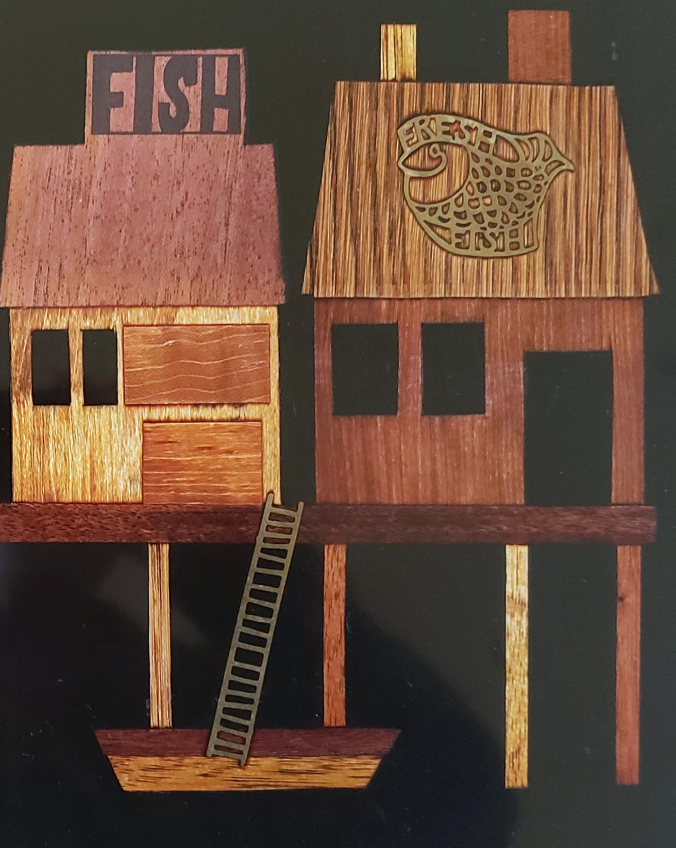 Mid-Century Modern Couroc Tray of Fisherman's Wharf