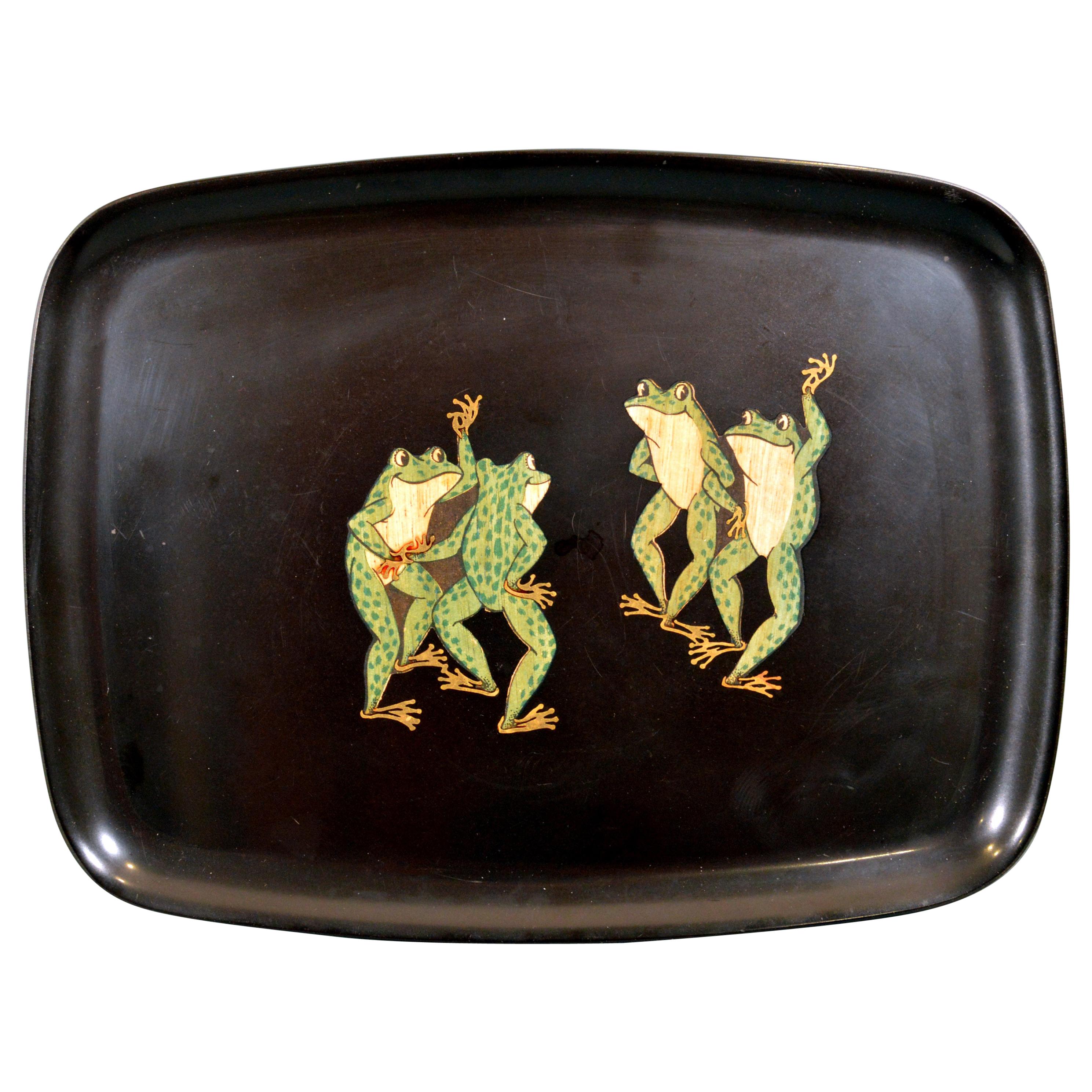 Couroc Tray with Frogs, Monterey, California 1970s