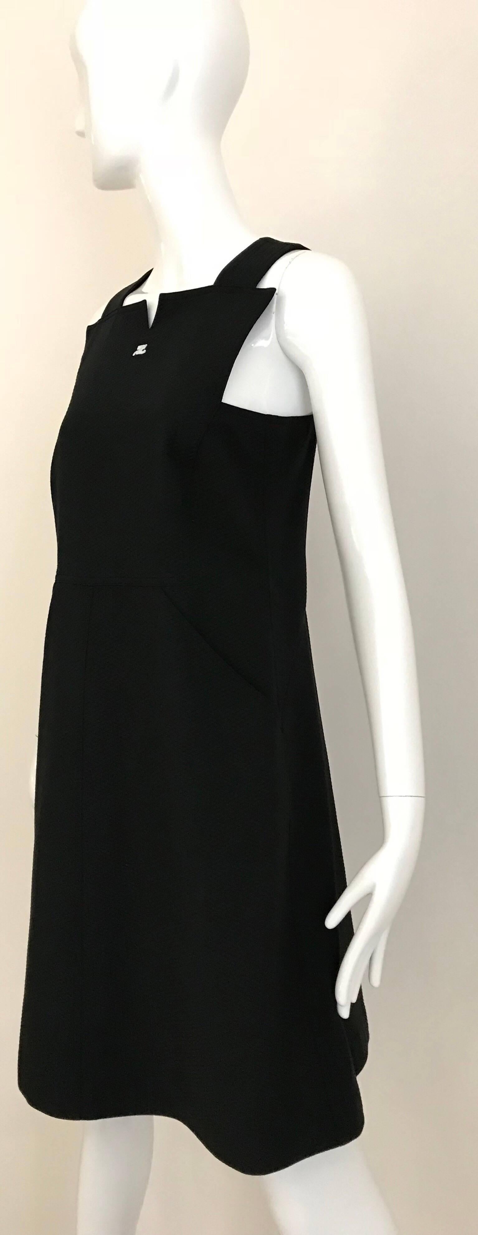 Courrege Black Cotton Sleeveless Dress  1
