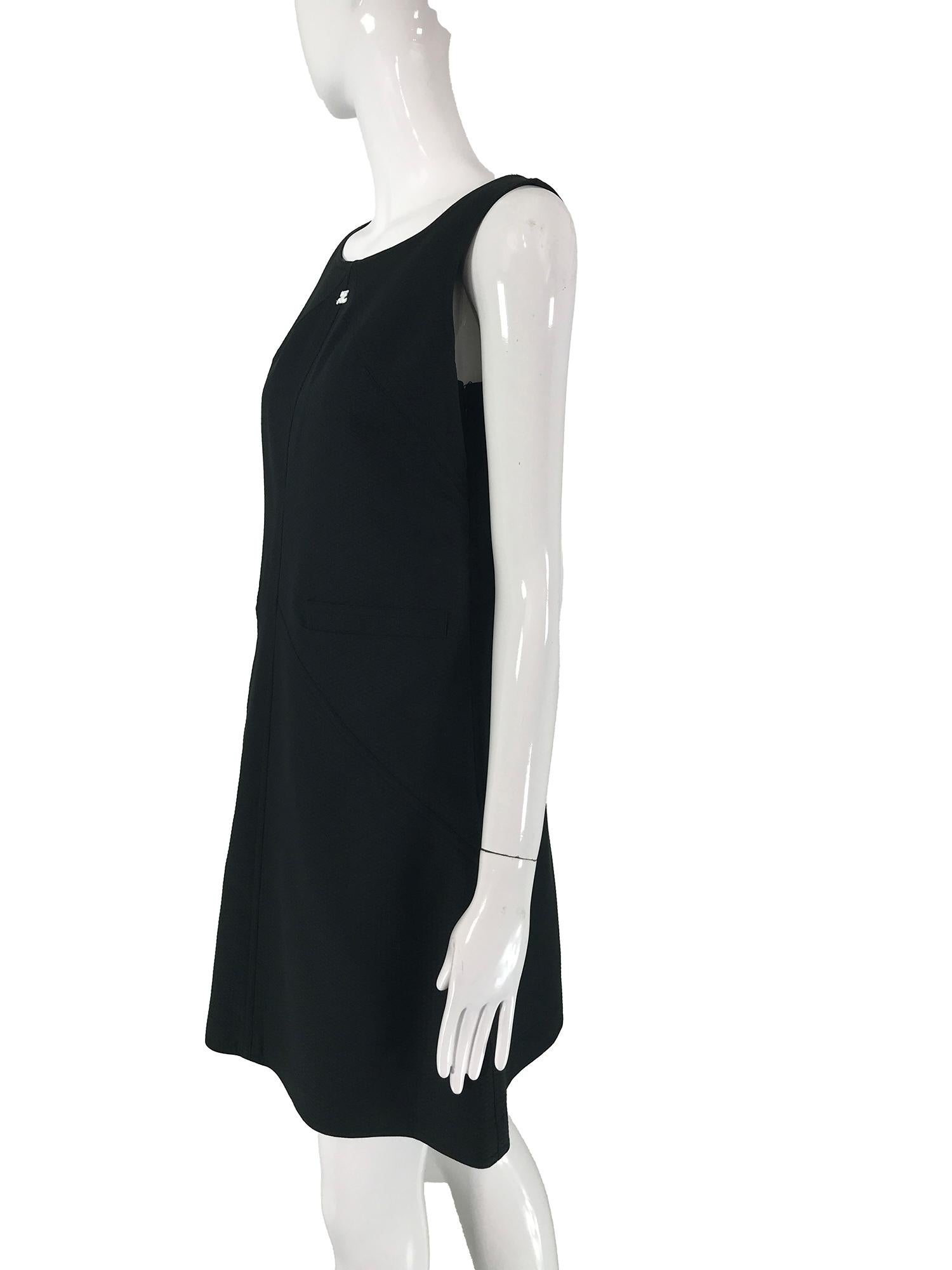 Courreges 100% Black Diamond Design Cotton A Line Shift Dress 40 1980s 6