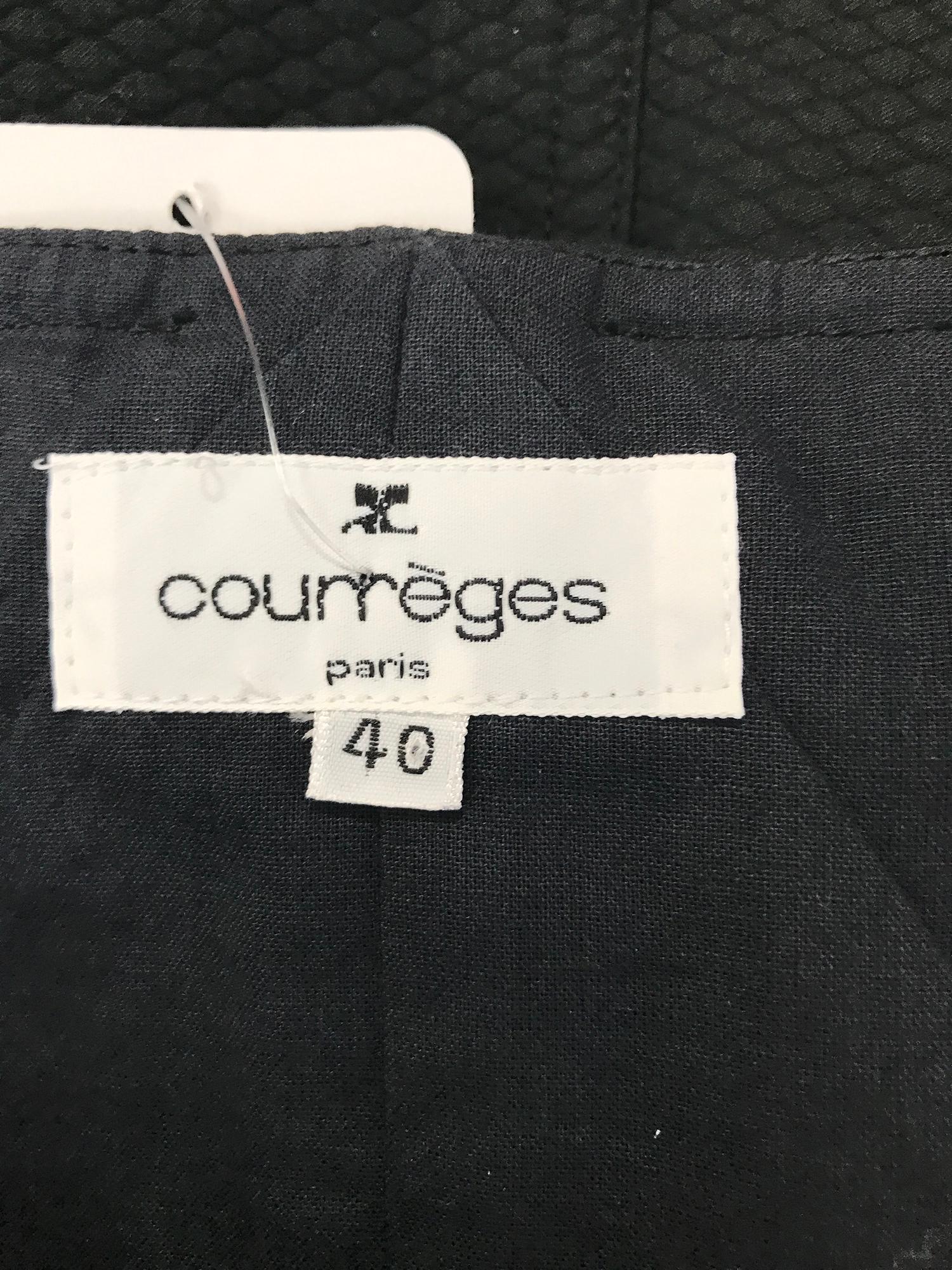 Courreges 100% Black Diamond Design Cotton A Line Shift Dress 40 1980s 8