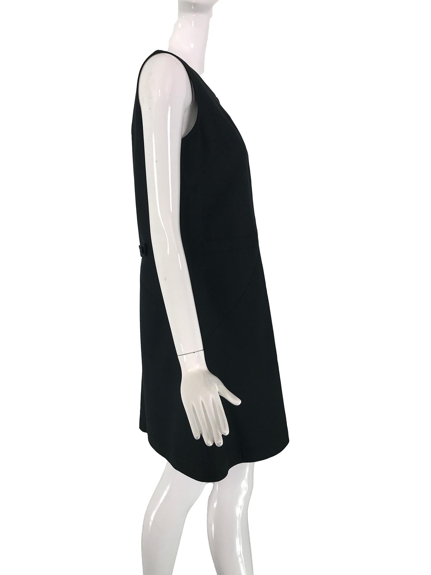 Women's Courreges 100% Black Diamond Design Cotton A Line Shift Dress 40 1980s