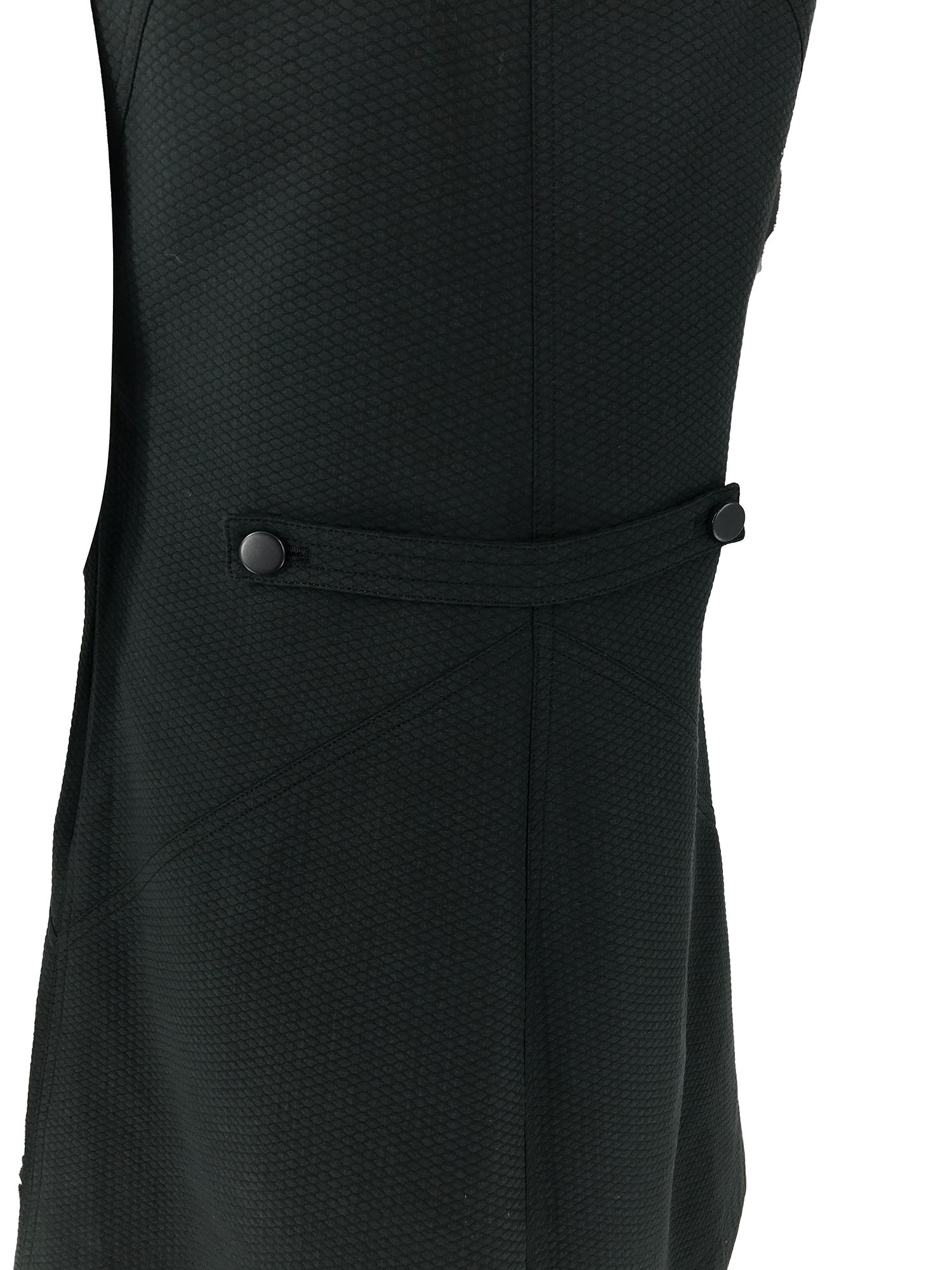 Courreges 100% Black Diamond Design Cotton A Line Shift Dress 40 1980s 3