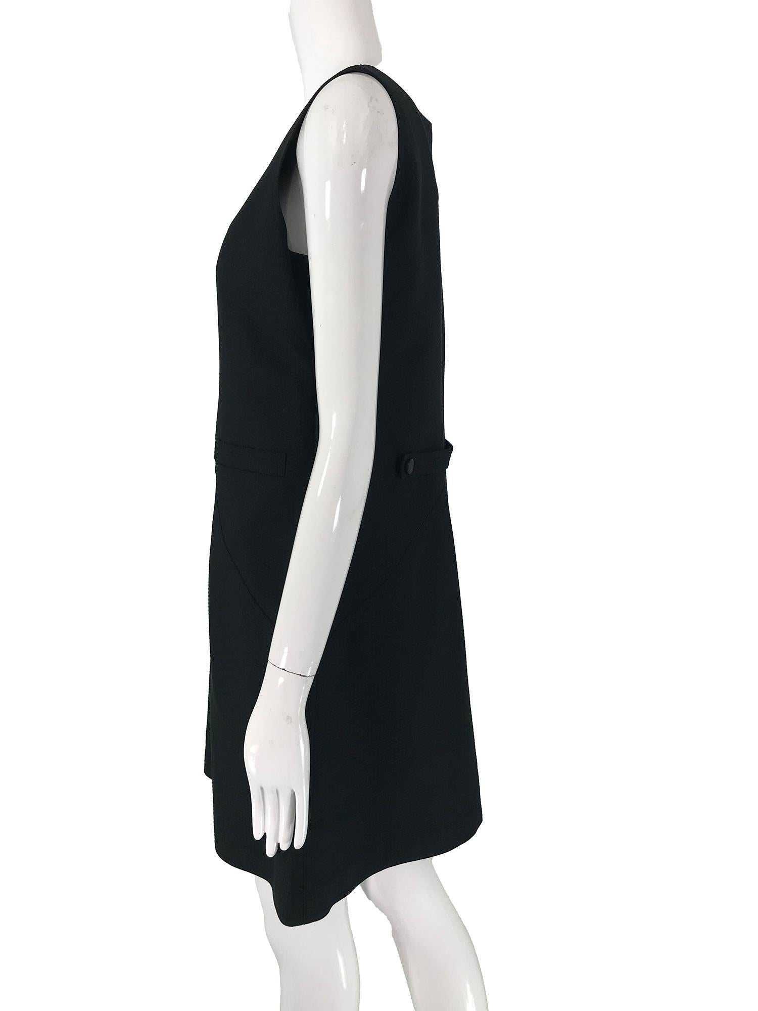 Courreges 100% Black Diamond Design Cotton A Line Shift Dress 40 1980s 5