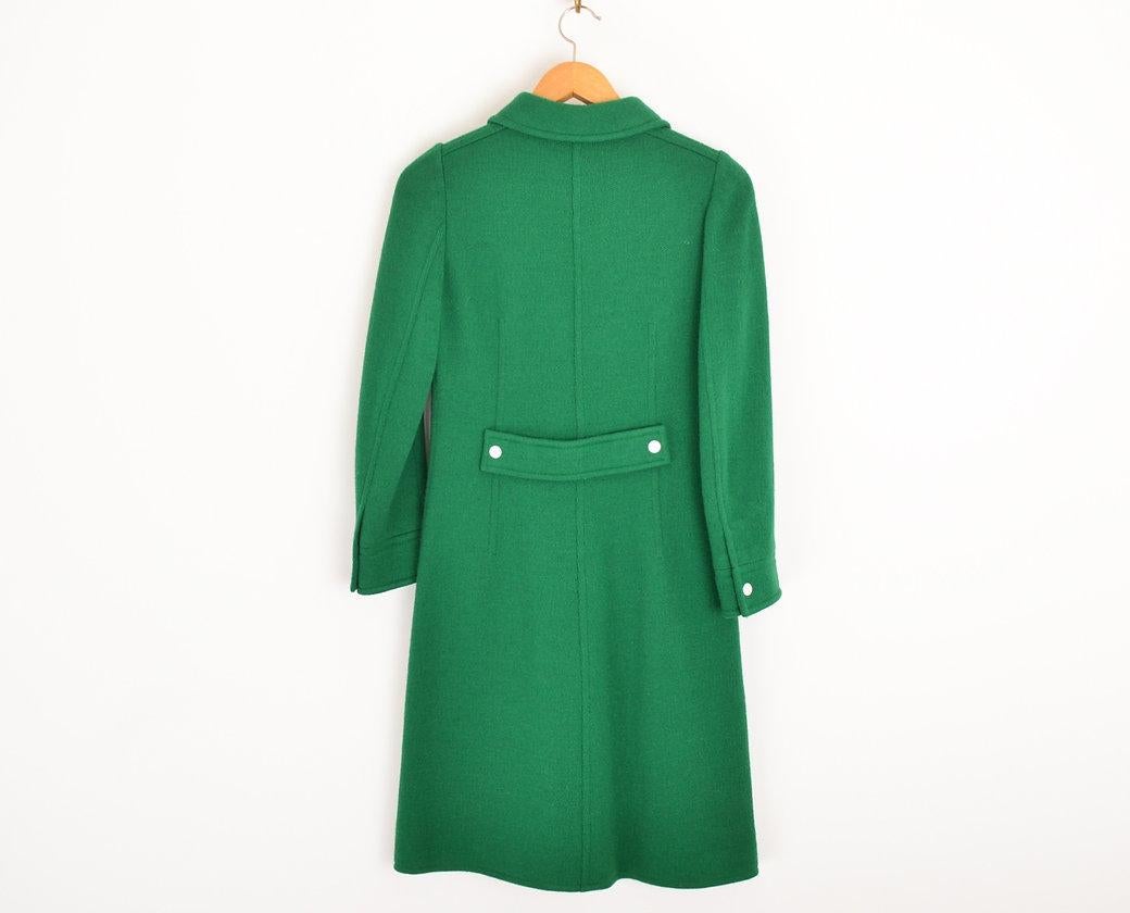 Courrèges 1960'S Green Wool Long Sleeve Shift Mini Dress 3