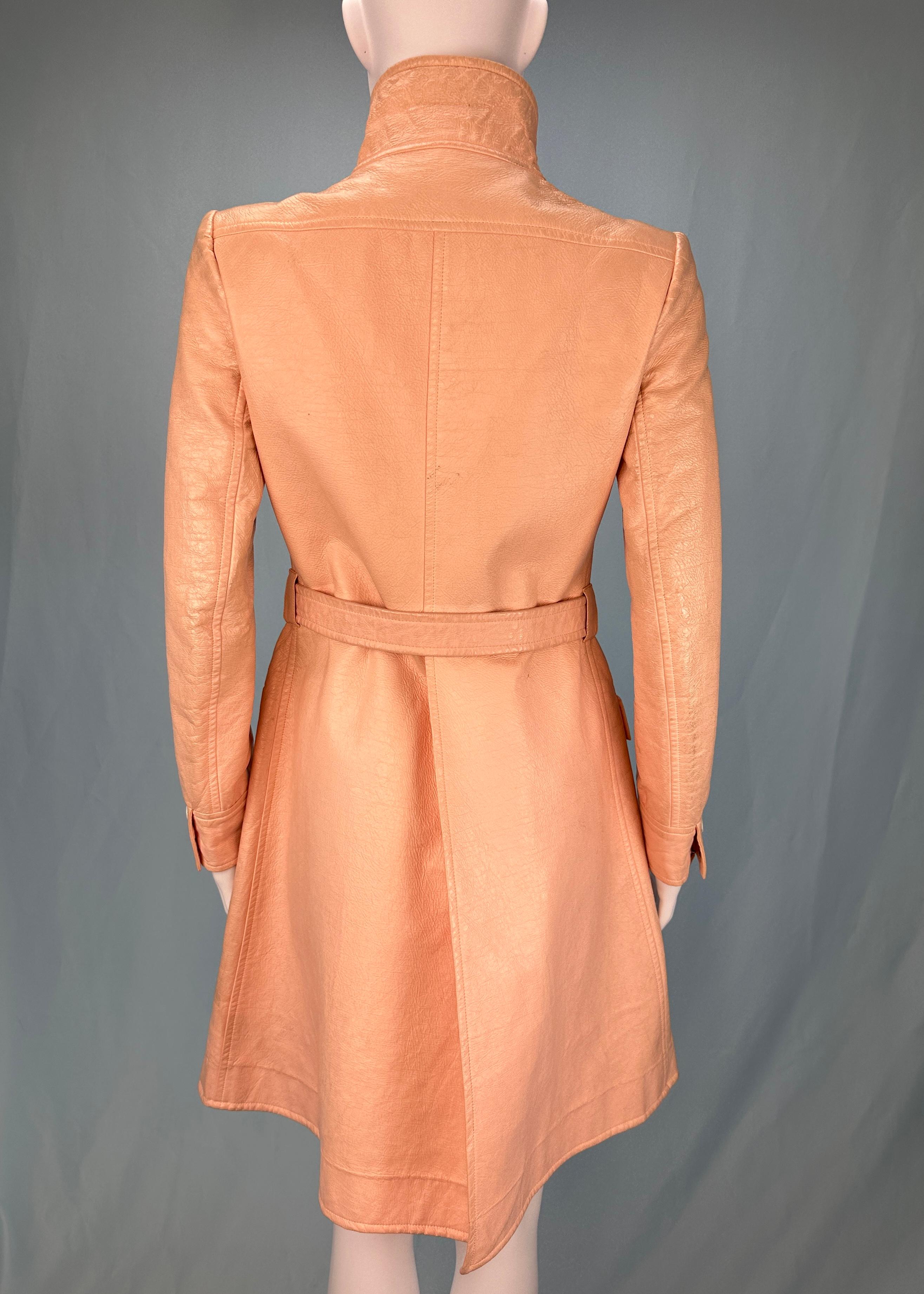 Courrèges 1960's Nylon Pink Peach Trench Jacket Pour femmes en vente