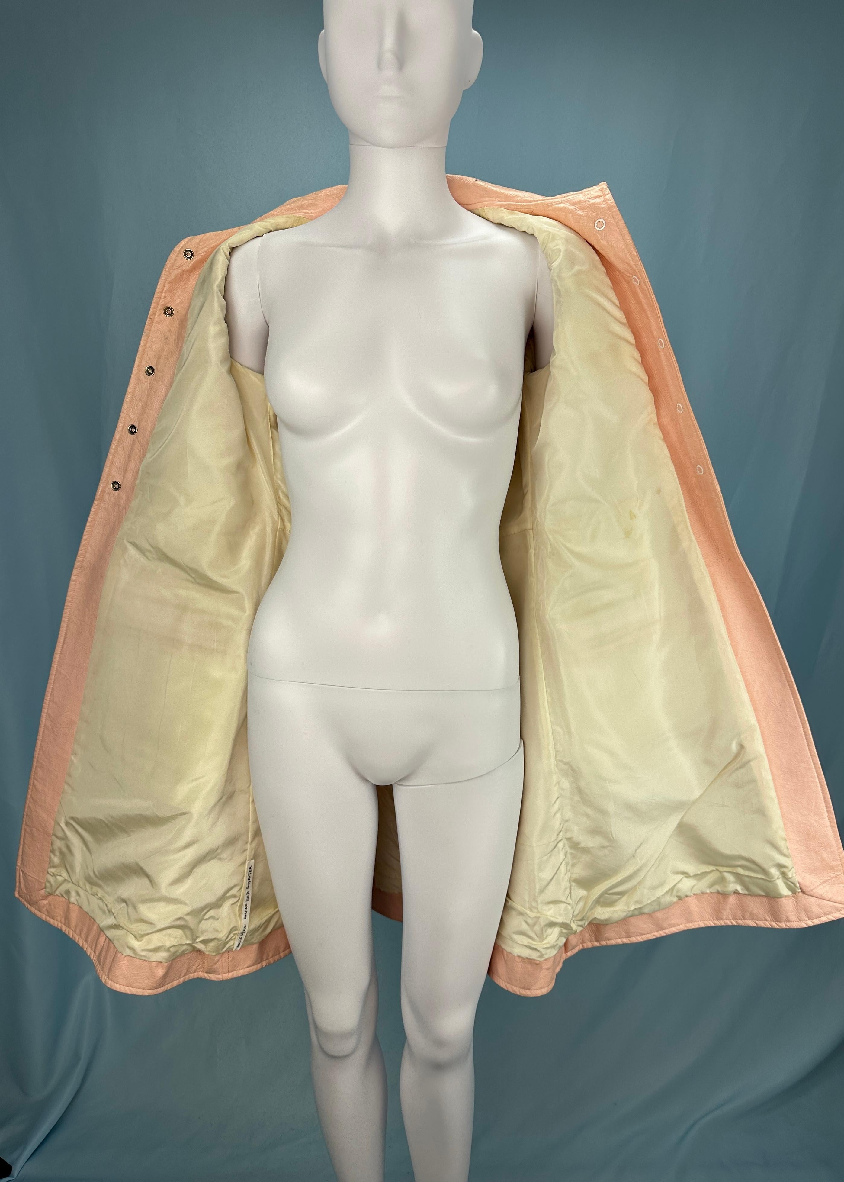 Courrèges 1960’s Nylon Pink Peach Trench Jacket For Sale 4