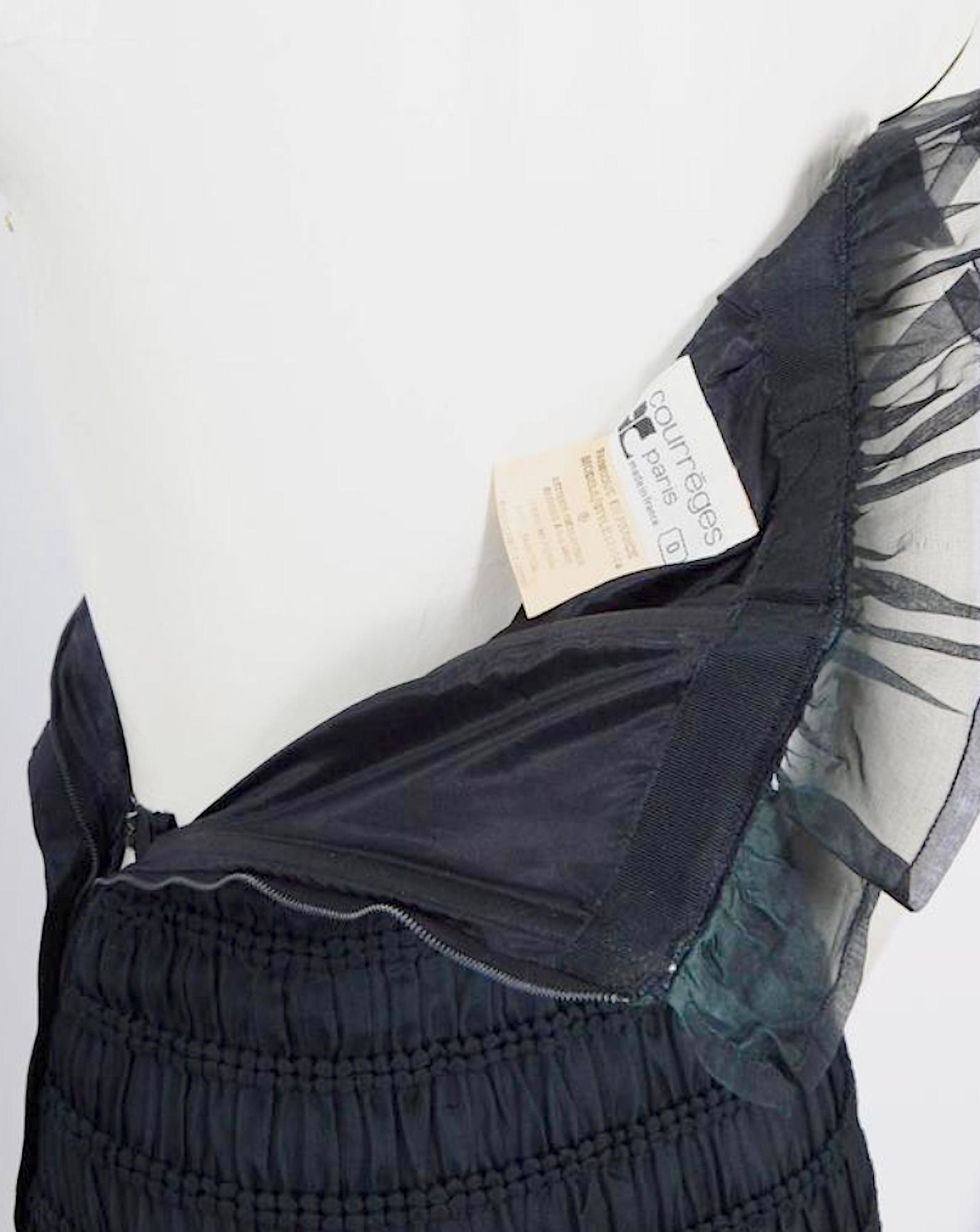 Courreges 1960s vintage black 100% silk smock boned bustier dress    For Sale 5