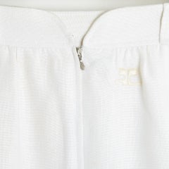 Courrèges 1970s Jupe Blanc FR36 White Rayon Straight Skirt UK8 US6 Courreges