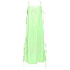 Courreges 1970s vintage lime green cotton long summer dress