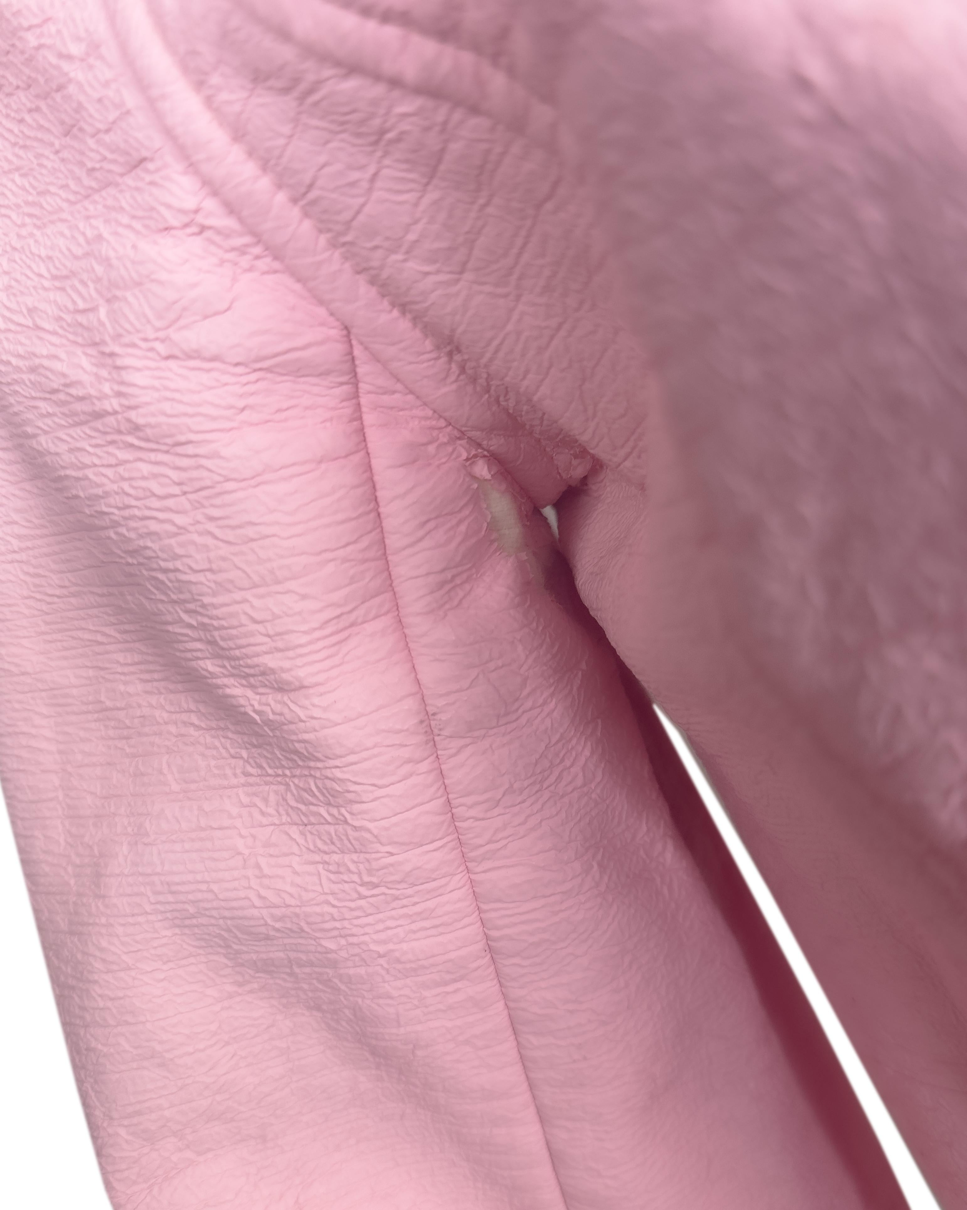 Courrèges 1990's Iconic Pink and Cream Vinyl Leather Logo Jacket 3