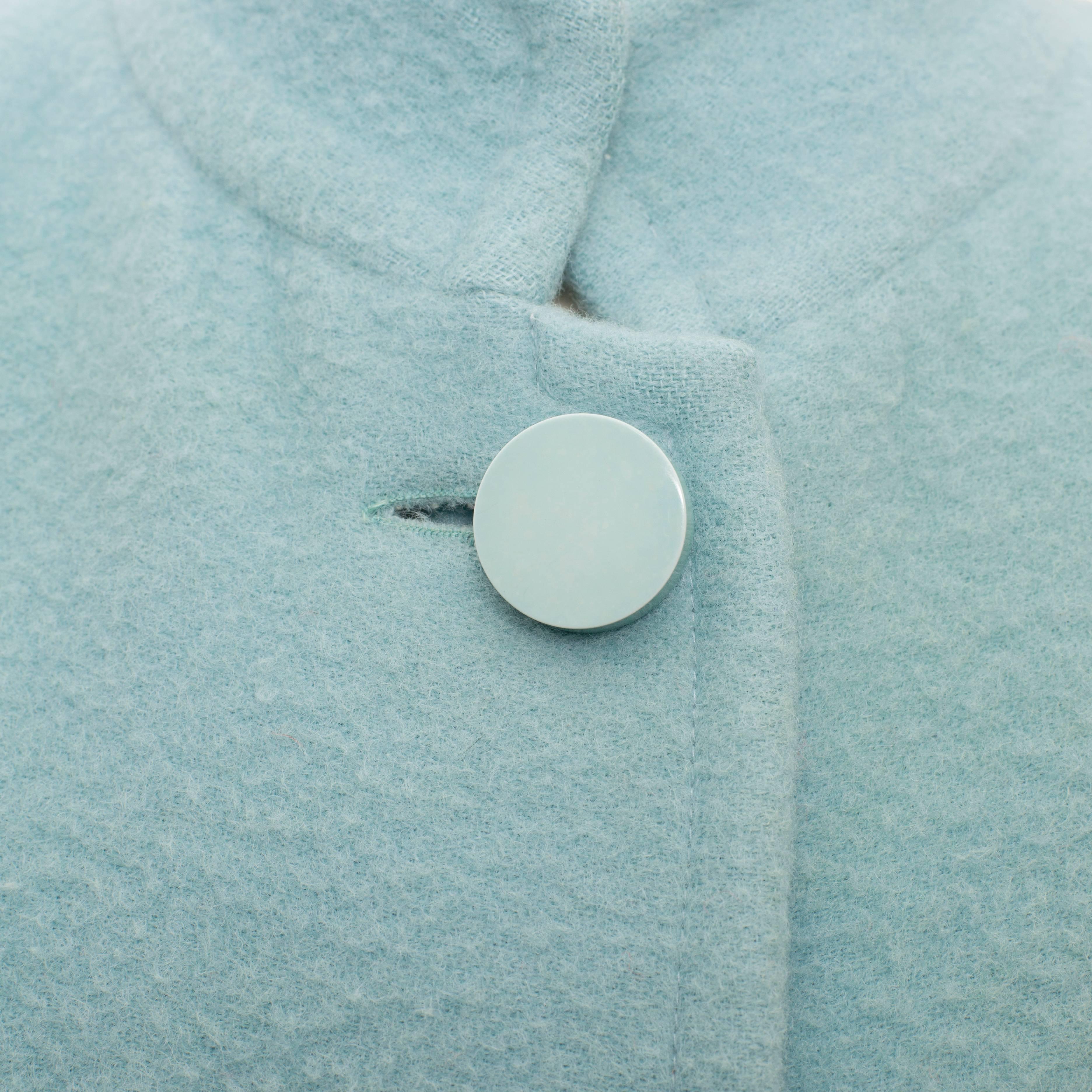 Courreges Baby Blue Wool Coat France 1970s In Good Condition For Sale In Berlin, DE