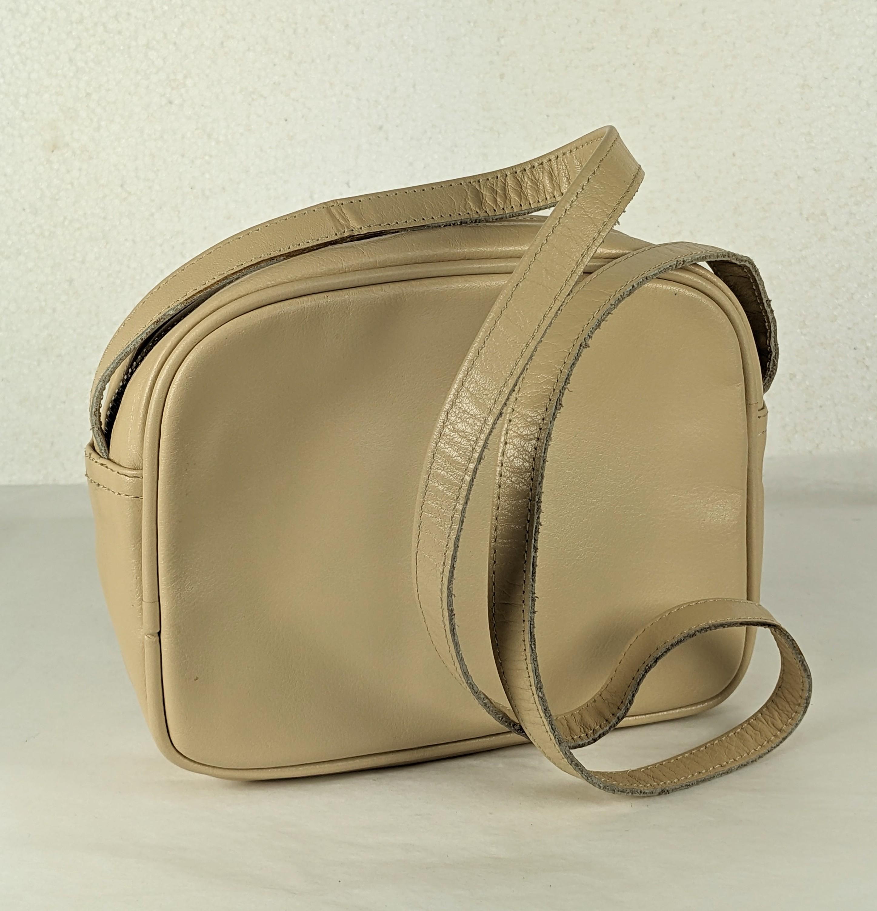 Orange Courreges Beige Leather Logo Shoulder Bag For Sale