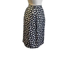 Courrèges Black and Ivory White Silk Skirt, Circa 1970s
